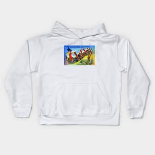 Greetings from Laramie, Wyoming - Vintage Large Letter Postcard Kids Hoodie